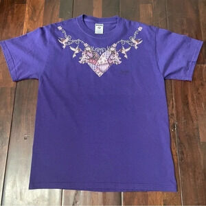 Hummingbird Purple Tshirt Women’s Medium Heart